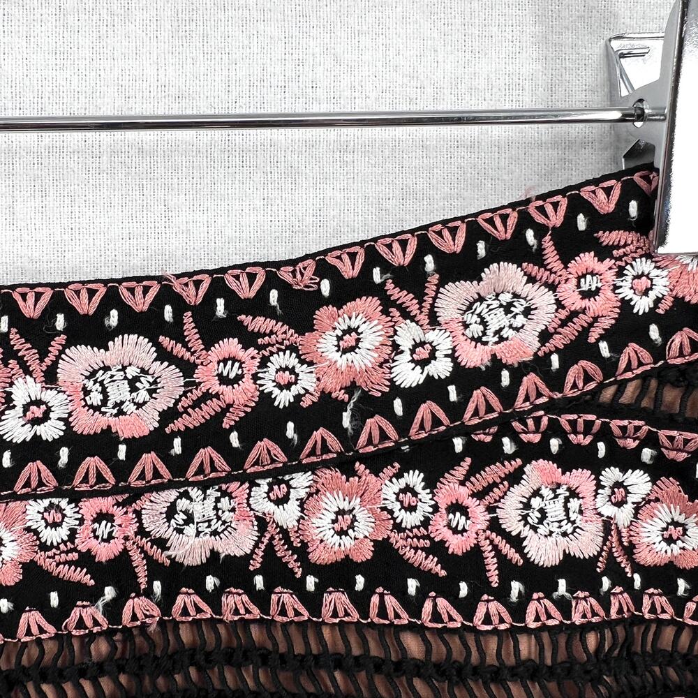 FOR LOVE AND LEMONS Persephone Embroidered Mini Skirt Womens Small Black Pink - Picture 14 of 16